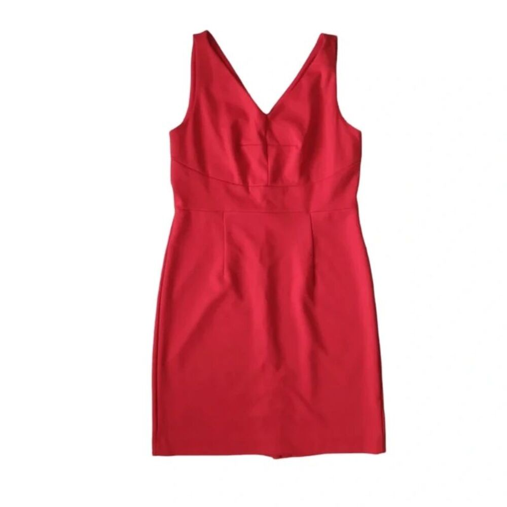 Premise Bright Red Sleeveless V-Neck Above Knee Length Sheath Dress Women's 8